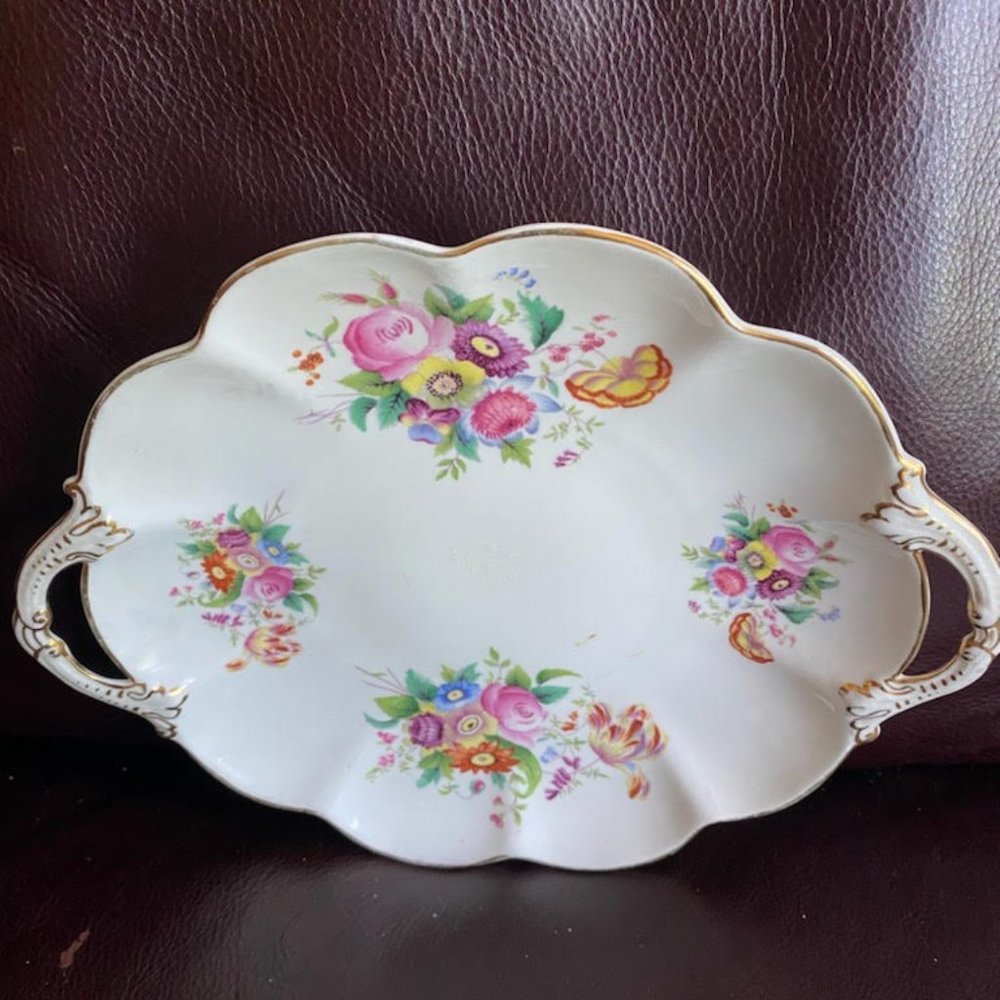 ''JUNETIME "  HAND PAINTED  BONE CHINA DISH